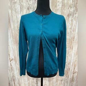 August Silk Teal Button-Up‎ Cardigan - Size XS